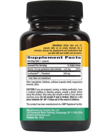 Country Life L-Theanine 200mg 60-Count (1 Pack) - Natural Stress Relief & Relaxation - Buy Online on GoSupps.com