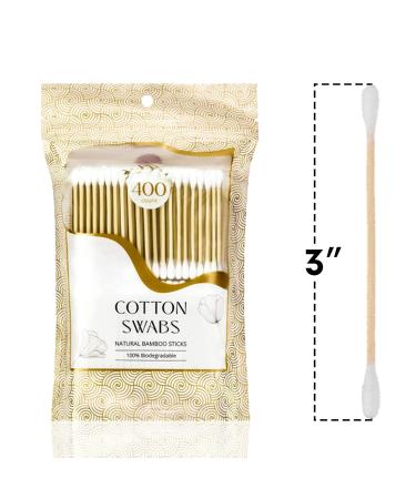 Bistras Bamboo Cotton Swabs 400 count - Natural Dual Tipped Qtips for Ears, Makeup & Baby Care - Buy Online on GoSupps.com