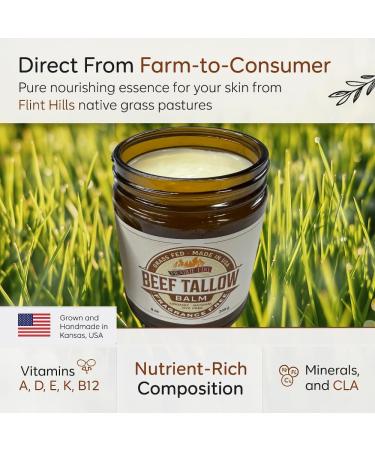 Prairie Fire Candles Beef Tallow Balm - 8 oz - Organic Grass Fed - Body Butter - Moisturizing Skin Care Fragrance Free - 8 oz - Buy Online on GoSupps.com
