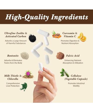 2300 MG Zeolite Detox Capsules - Organic Activated Charcoal & Bentonite Clay for Gut & Liver Cleanse | Maximum Absorption | 90 Capsules - Buy Online on GoSupps.com