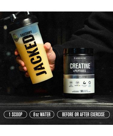 Jacked Factory Creatine + Peptides - Creatine Monohydrate and PeptiStrong Peptides for Muscle Growth and Reduced Muscle Breakdown - Unflavored - 50 Servings - Buy Online on GoSupps.com