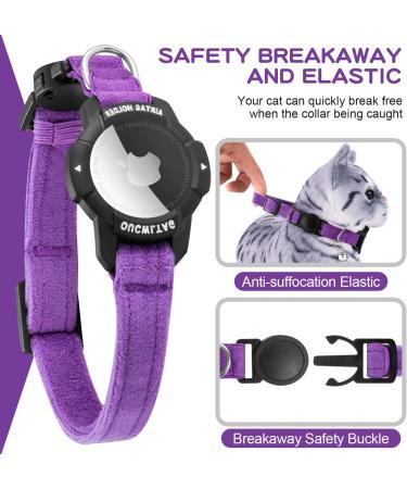 Premium Purple Airtag Cat Collar with Safety Lock & Elastic Band for Kittens and Puppies (23-33cm) - Bright Apple Air Tag Holder | International Shipping Available - Buy Online on GoSupps.com