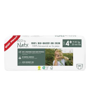 Eco by naty baby eco diapers - environmentally friendly premium bio diapers made of plant -based materials ideal for sensitive baby skin (size 4+ - 84 pieces) size 4+ (84 pieces)