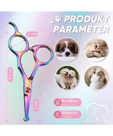 DRGSKL Small Dog Care Scissors - Professional Safe Round Point Detail Trim - Japanese Stainless Steel 440C - Perfect for Dogs & Cats - Rainbow Edition - Buy Online on GoSupps.com