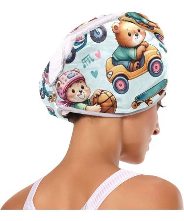 Cartoon Character Hair Towel 2 Pack - Super Absorbent Quick Dry Turbans for Women & Girls - Buy Online on GoSupps.com