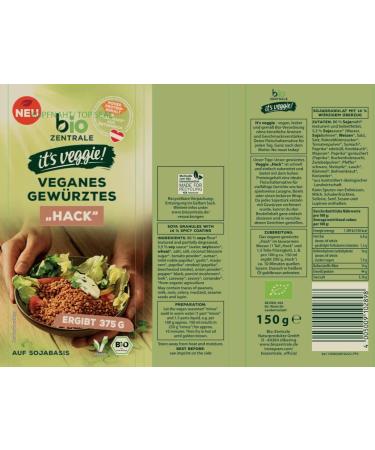 Biozentral Vegan Seasoned 'Hack' - High Protein Soy - 6 x 150g | Easy to Portion & Pre-Seasoned for International Shipping - Buy Online on GoSupps.com