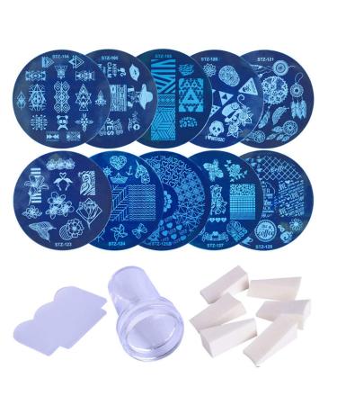 Solustrious Nail Stamp Plate Set - 16PCs Nail Art Stencils for DIY Manicure | High-Quality Nail Stamp Templates 12 x 7.5 cm - Buy Online on GoSupps.com