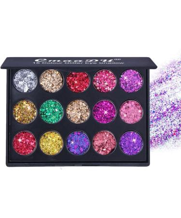 Glitter Makeup Palette - 15 Colors Glitter Eyeshadow Powder - Eyeshadow Makeup Palettes Long Lasting Waterproof Makeup Accessories 02 - Buy Online on GoSupps.com
