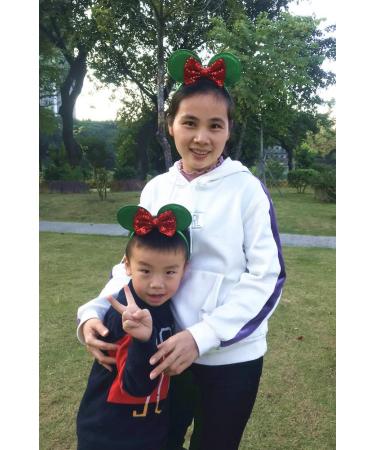 Glitter Mouse Ears Hair Hoop for Women/Girls - Butterfly Theme Headband for Birthday Party, Holiday, Park Photos - Green & Red Bow - Buy Online on GoSupps.com