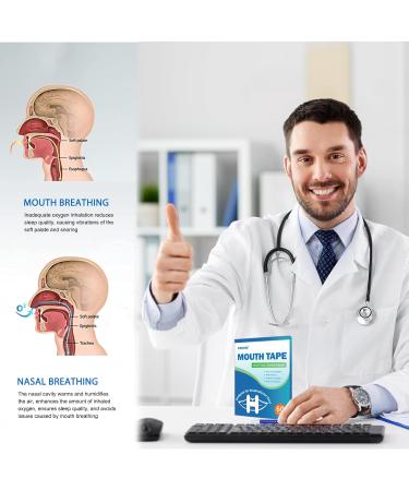 H-Shape Sleep Mouth Tape 60 Pcs - Stop Snoring and Develop Nasal Breathing Habits (Blue) - Buy Online on GoSupps.com