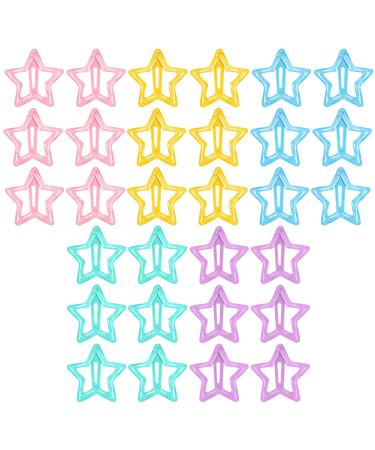 30 pieces of hair clips small star hair clip hair jewelry stars hair clip girl glitter hair clip sweets color metal hair clip children cute hair clip for girls (style 3) glitter powder