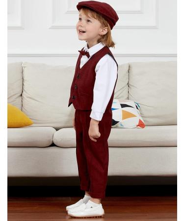 Mint Green Baby Boy Romper Suit | Infant Gentleman Jumpsuit with Bow Tie Waistcoat | 6-9 Months | Red - Buy Online on GoSupps.com