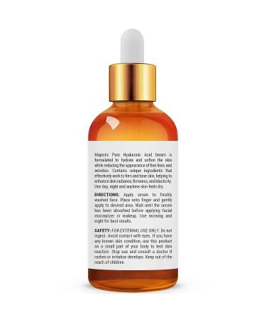 Majestic Pure Hyaluronic Acid Serum with Vegan Collagen, Aloe Vera, Green Tea & Vitamin A - Anti-Aging Facial Serum for Acne, Spots, and Fine Lines - 1 fl oz - Buy Online on GoSupps.com