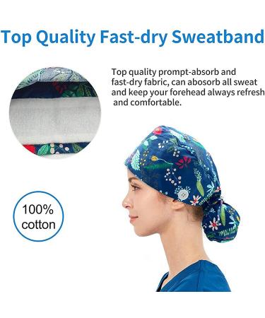 Adjustable Long Hair Work Hat with Button Sweatband - Cotton Ponytail Hat for Women & Men (Color 16) - Buy Online on GoSupps.com
