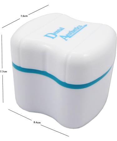Denture Bath with Double Bristle Brush - Blue Soaking Container for Dentures - Buy Online on GoSupps.com