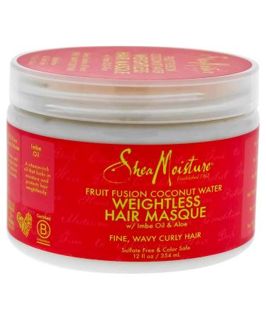 Shea Moisture Fruit Fusion Coconut Water Weightless Hair Masque 12 Ounce (Pack of 3)