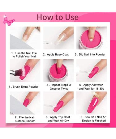 Honey Joy Dip Powder Nail Kit Starter Set - 4 Colors Hot Pink Glitter Dipping Powder Liquid with Base Top Coat Activator - Nail Art Manicure Salon DIY - No LED Lamp Needed - Dip-7pcs-01 - Buy Online on GoSupps.com