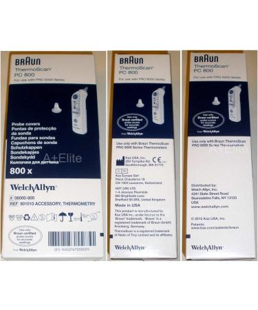 Welch Allyn Braun Thermoscan PRO 6000 Ear Thermometer Probe Covers 800/BX