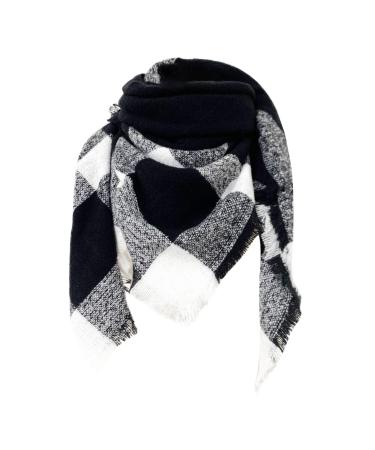HANXIULIN winter scarf women cotton classic poncho wrap scarf shawls soft wrap triangular scarf cashmere one size white