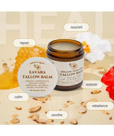 Eavara Grass-Fed Beef Tallow Balm for Eczema & Psoriasis - Safe for Dry & Sensitive Skin, Moisturizing Cream with Manuka Honey, Jojoba Oil, & Beeswax - Use on Face and Body - Buy Online on GoSupps.com