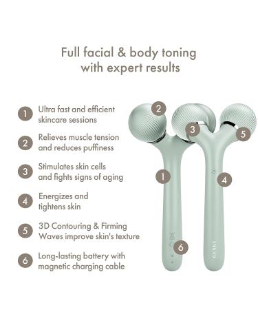 Geske SmartAppGuided Sonic Facial & Body Roller - 4 in 1 Dermaroller Device for Professional Face & Body Contouring - Buy Online on GoSupps.com