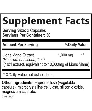 Built by Nature Lion s Mane 10 000mg Extra Strength Mushroom Supplement for Nootropic Brain Support Focus Memory and Cognitive Function Non-GMO Gluten-Free Vegan - 60 Capsules - Buy Online on GoSupps.com