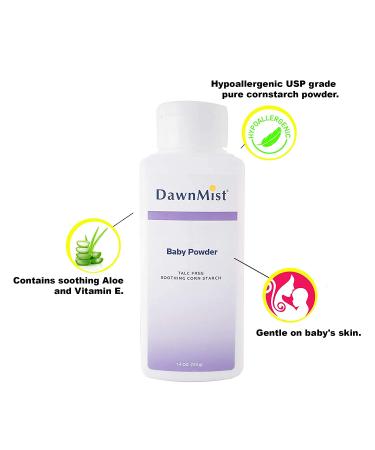 Dukal Organic Corn Starch Baby Powder 14 oz - Talcum Free, Hypoallergenic, Prevents Diaper Rash, with Aloe and Vitamin E - Absorbs Moisture, Delicate Scent - 1 Pack - Buy Online on GoSupps.com