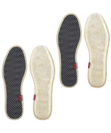 HEALLILY Womens Fluffy Slippers 2 Pairs Sheepskin Insoles Thick Wool Fur Fleece Inserts Cozy Plush Fluffy Winter Insoles Soft Insole for Shoes Boots Slippers Beige 36 Kids Fluffy Slippers 30.5X9X1.8cm