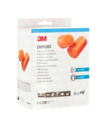 3M Hearing Protection Foam Earplugs 1100 - 50 Pairs Soft Hypoallergenic Hygienically Packaged Noise Reduction (94-105 dB) - Buy Online on GoSupps.com