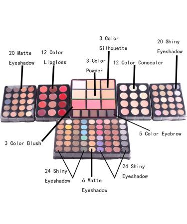 BrilliantDay 132 Colors Eyeshadow Palette & Makeup Set - Contouring Kit Lip Gloss Blusher Press Powder for Flawless Looks - International Shipping Available - Buy Online on GoSupps.com