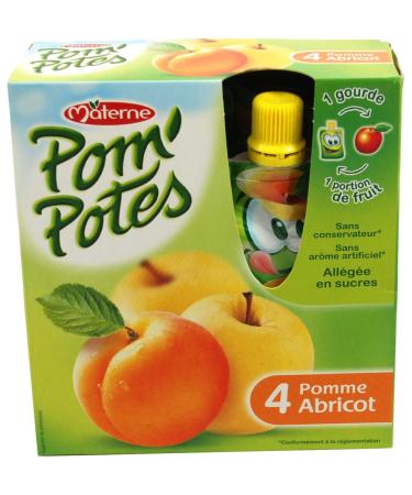 Materne Drinkable compotes, apple, peach and apricot, without added sugar - 4 90g gourds
