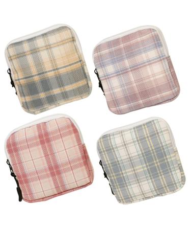 ULTECHNOVO 4pcs Mini Storage Bag Square Tote Bag Mini Things for Purse Cotton Decor Shaving Bag Mini Tote Bag Organizer Menstrual Pad Bag Adorable Period Bag Menstrual Pad Storage Bag Zipper