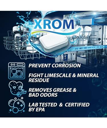 XROM Natural Dishwasher Cleaner & Descaler - Removes Odors & Hard Water Stains - Powerful Descale Solution - 6 Treatments - Original Scent - Buy Online on GoSupps.com