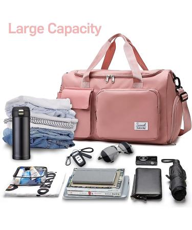 Suruid Travel Duffel Bag with Shoes Compartment - Pink Gym Bag for Men and Women - Buy Online on GoSupps.com