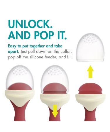 Boon PULP Silicone Baby Feeder 2 Pack Orange/Pink & White/Mauve - Soft Vegetable & Fruit Feeders for Teething Babies - Buy Online on GoSupps.com