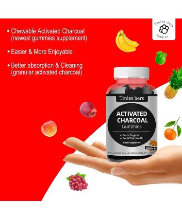 Charcoal Gummies 400mg - Sugar Free, Quicker Cleanse, Detox & Gas Relief - Gut & Oral Health for Adults & Kids - Gluten Free, Non GMO, Vegan - Pectin - 60 Count - Buy Online on GoSupps.com