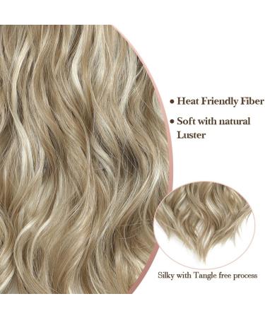Invisible Wire Hair Extensions - Natural Wavy Synthetic Hair, Adjustable Size, Secure Clips - 20inch Mix Ash Blonde - For Women - Buy Online on GoSupps.com