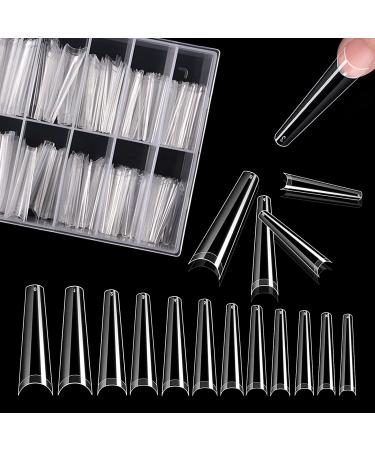 240 pieces of wrong nails tips 12 sizes nail extension transparent nail tips half cover incorrect nail tip French clear acrylic wrong nails for diy nail art