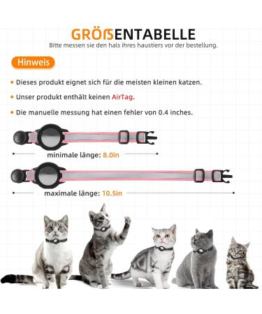 Reflective AirTag Cat Neck Band | Adjustable GPS Tracker for Cats & Small Dogs | Safety Pet Collar (Pink) - Buy Online on GoSupps.com