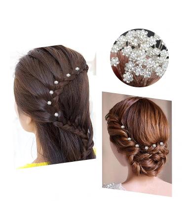 20PC Wedding Hairpins with Pearl Flowers & Rhinestones | Bridal Hair Jewelry for Women & Girls - U-Shaped Clips for Communion & Parties - Buy Online on GoSupps.com