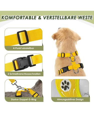 Buy Slowton Dog Harness with Safety Belt for Car | Breathable Latex Puppy Harness for All Sports | XS Yellow - Buy Online on GoSupps.com