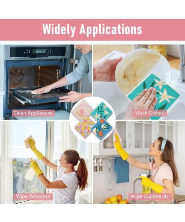 8PCS Swedish Kitchen Dish Cloth Reusable Quick Drying Dishes Paper Towels with 4 Hanging Clips Super Absorbent Washable Odorless Cleaning Cloths Wipes for Kitchen Bar Hand Washing Flowers - Buy Online on GoSupps.com