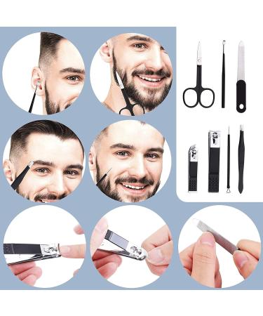 Premium Stainless Steel Manicure Set for Men - Black & White Nail Clipper Set for Finger & Toe Nails - Buy Online on GoSupps.com