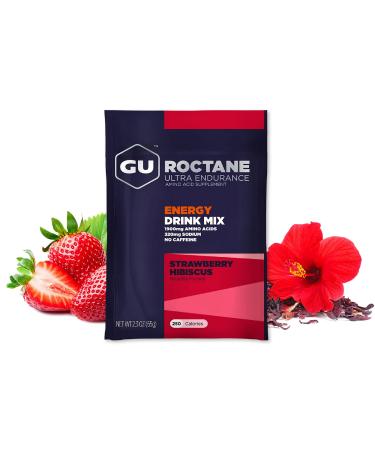 Gu Energy Roctane Ultra Endurance Energy Drink Mix, 10 Single Serve Travel Size Packets, Strawberry Hibiscus