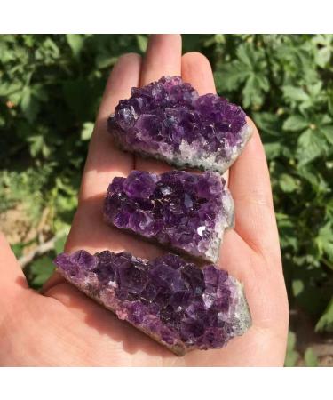 Crystal Hole Natural Crystals and Stones 3pcs Natural Raw Amethyst Quartz Purple Crystal Cluster Stones Specimen Home Decoration Crafts Decoration Ornament for Decoration Crystal Hole