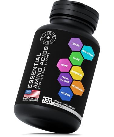 Shop Essential Amino Acids for Muscle Growth - Vegan BCAA Supplement for Men & Women | 120 Capsules - Advanced Workout Power & Recovery - Buy Online on GoSupps.com