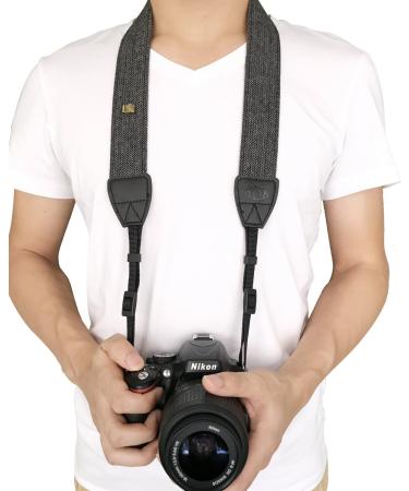 Alled XN01-0943 Vintage Camera Neck Shoulder Strap | Soft Colorful Design | For DSLR/Nikon/Canon/Sony/Olympus/Samsung/Pentax | Black - Buy Online on GoSupps.com