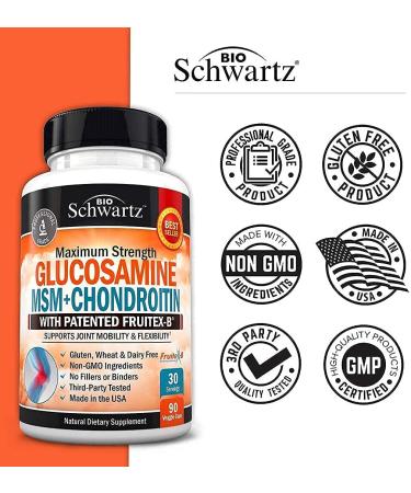 BioSchwartz Glucosamine MSM + Chondroitin with Fruitex-B | 90 Veggie Caps for Joint Health - Buy Online on GoSupps.com