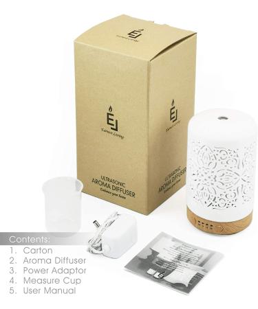 Earnest Living White Ceramic Essential Oil Diffuser - 100ml, Timers, Night Lights, Auto Off Function - Home & Office Aromatherapy Humidifier - Buy Online on GoSupps.com