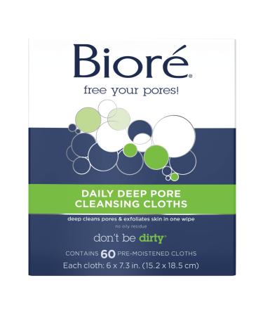 Biore Daily Deep Pore Cleansing Cloths 60 Pre-Moistened Cloths